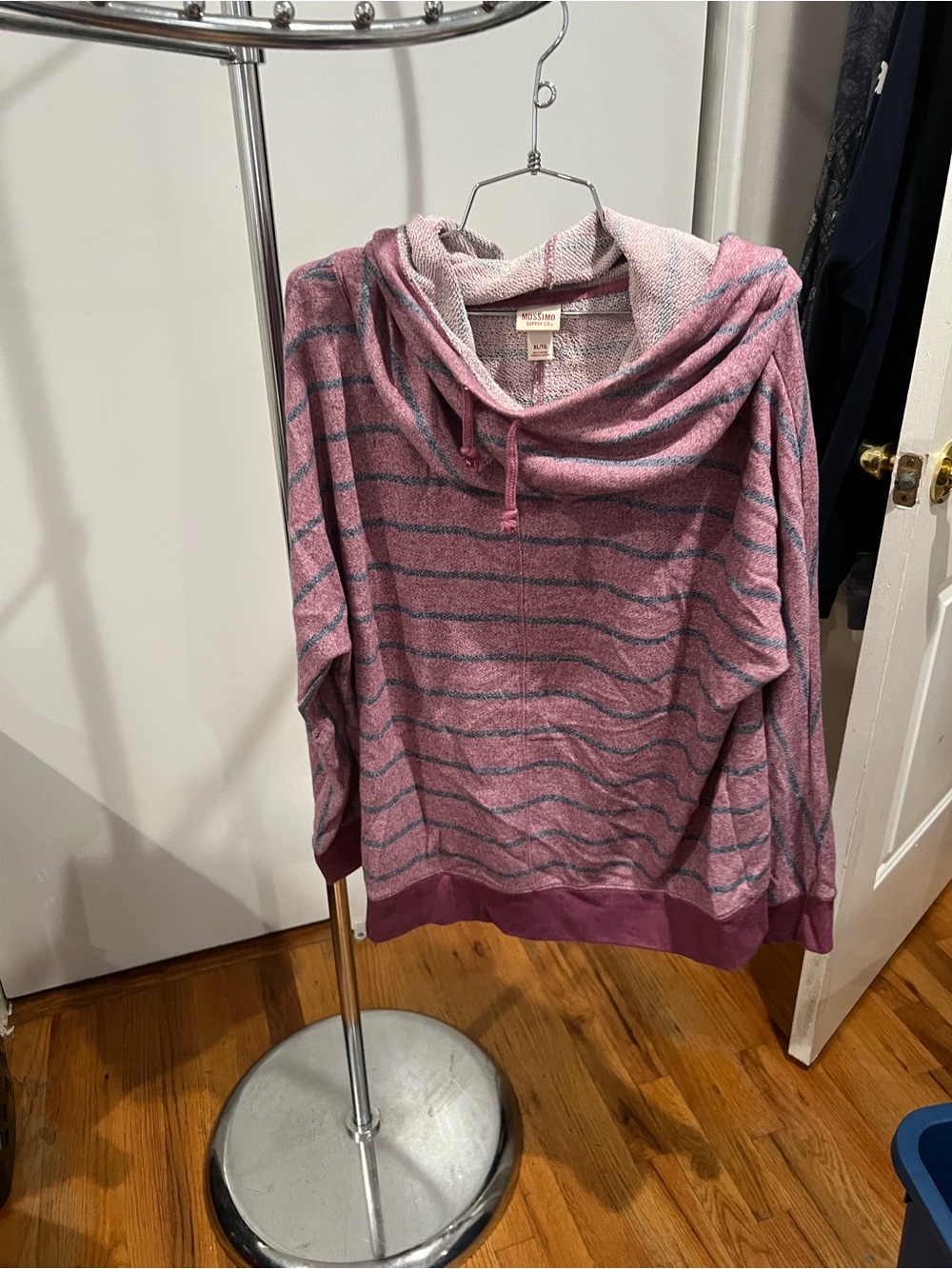 Mossimo Supply Co. Pink Striped Cowl Neck Sweater